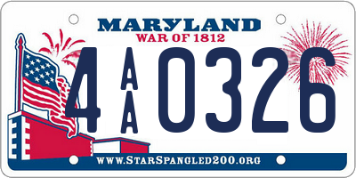 MD license plate 4AA0326