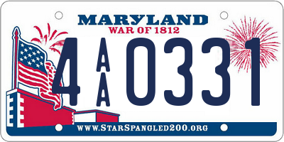 MD license plate 4AA0331