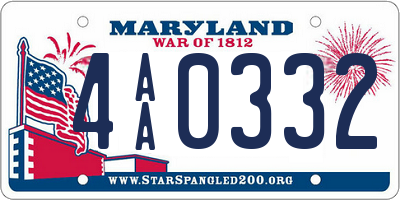 MD license plate 4AA0332