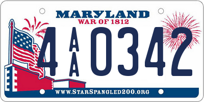 MD license plate 4AA0342