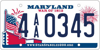 MD license plate 4AA0345