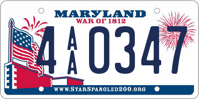 MD license plate 4AA0347