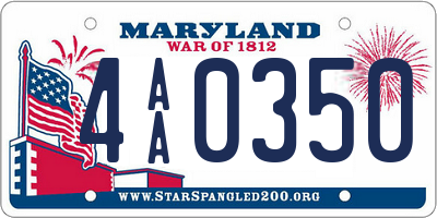 MD license plate 4AA0350