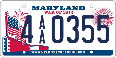 MD license plate 4AA0355
