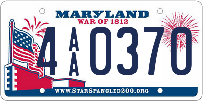 MD license plate 4AA0370