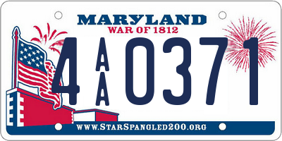 MD license plate 4AA0371