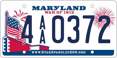 MD license plate 4AA0372