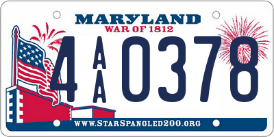 MD license plate 4AA0378