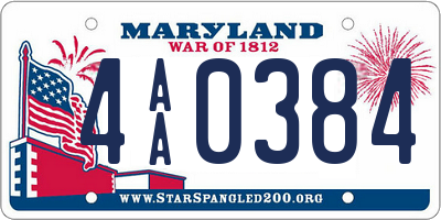 MD license plate 4AA0384
