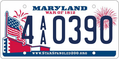 MD license plate 4AA0390