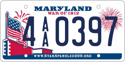 MD license plate 4AA0397