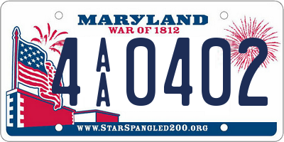 MD license plate 4AA0402