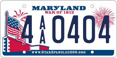 MD license plate 4AA0404