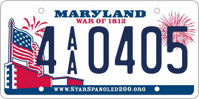 MD license plate 4AA0405