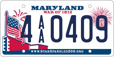 MD license plate 4AA0409