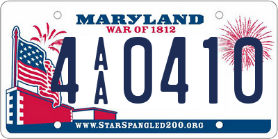 MD license plate 4AA0410