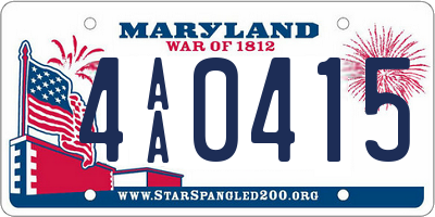 MD license plate 4AA0415