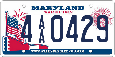 MD license plate 4AA0429