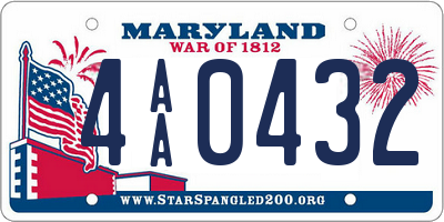 MD license plate 4AA0432