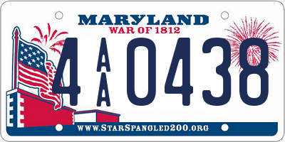 MD license plate 4AA0438