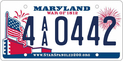 MD license plate 4AA0442