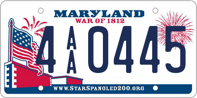 MD license plate 4AA0445