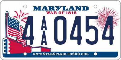 MD license plate 4AA0454