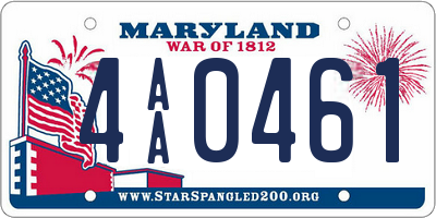 MD license plate 4AA0461