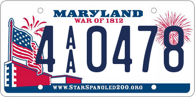 MD license plate 4AA0478