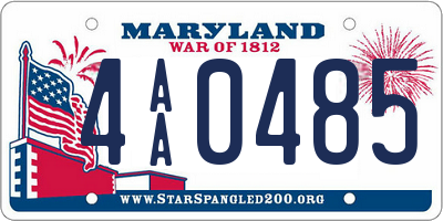 MD license plate 4AA0485