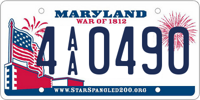 MD license plate 4AA0490