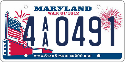 MD license plate 4AA0491