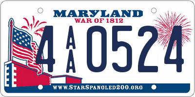 MD license plate 4AA0524