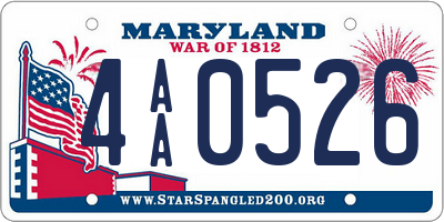 MD license plate 4AA0526