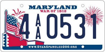 MD license plate 4AA0531