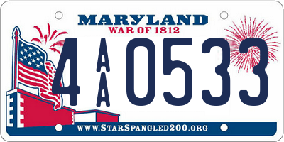 MD license plate 4AA0533