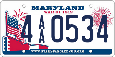 MD license plate 4AA0534