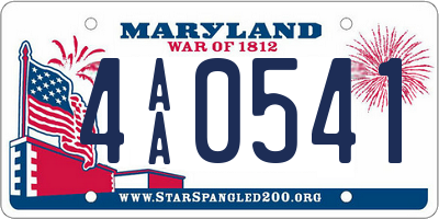 MD license plate 4AA0541