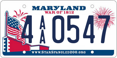MD license plate 4AA0547
