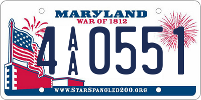 MD license plate 4AA0551