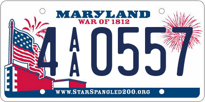 MD license plate 4AA0557