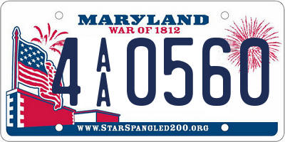 MD license plate 4AA0560