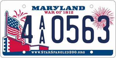 MD license plate 4AA0563