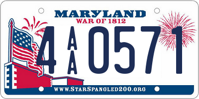 MD license plate 4AA0571