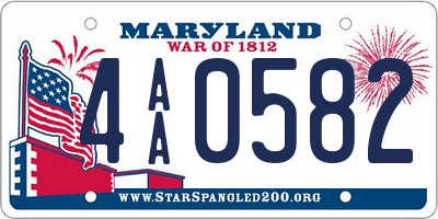 MD license plate 4AA0582
