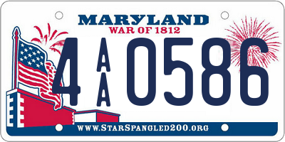 MD license plate 4AA0586