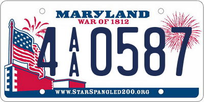 MD license plate 4AA0587