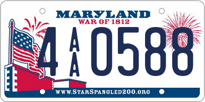 MD license plate 4AA0588