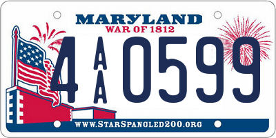 MD license plate 4AA0599