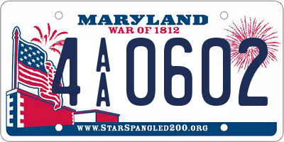 MD license plate 4AA0602